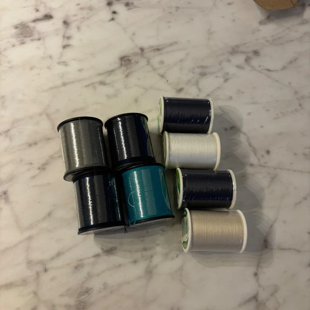NEW Vintage Sewing Thread Lot 8 Spools Excell A&E Mills Trusew PolyesterNavyTeal